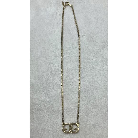 Givenchy GG Logo Gold Plated Choker Necklace 14” Vintage Authentic - Picture 2 of 9